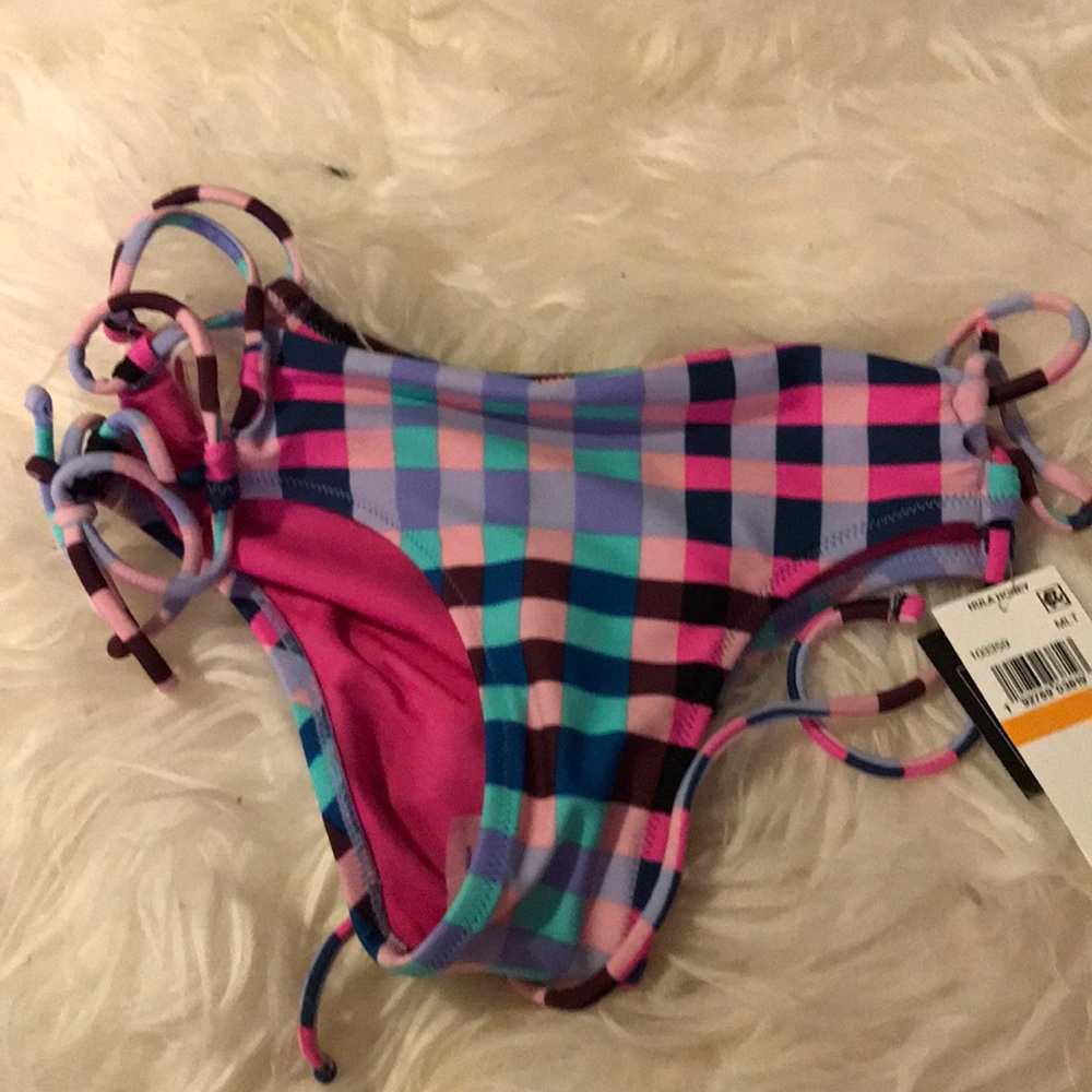 Hula honey small checkered pink bikini bottoms
